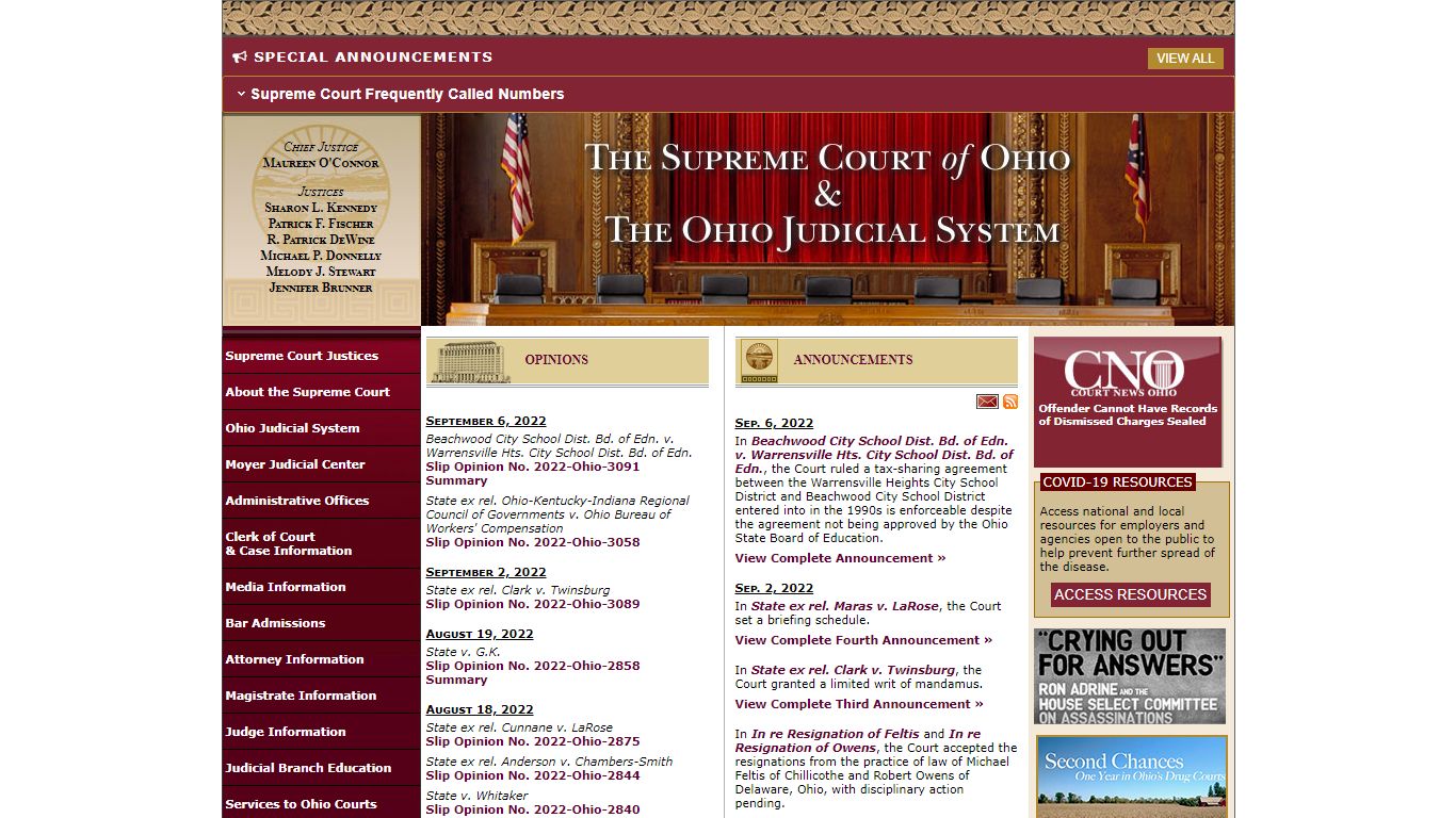 Supreme Court of Ohio and the Ohio Judicial System